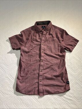 Roark Revival Men's Short-Sleeve Button-Down Shirt in Maroon Small
